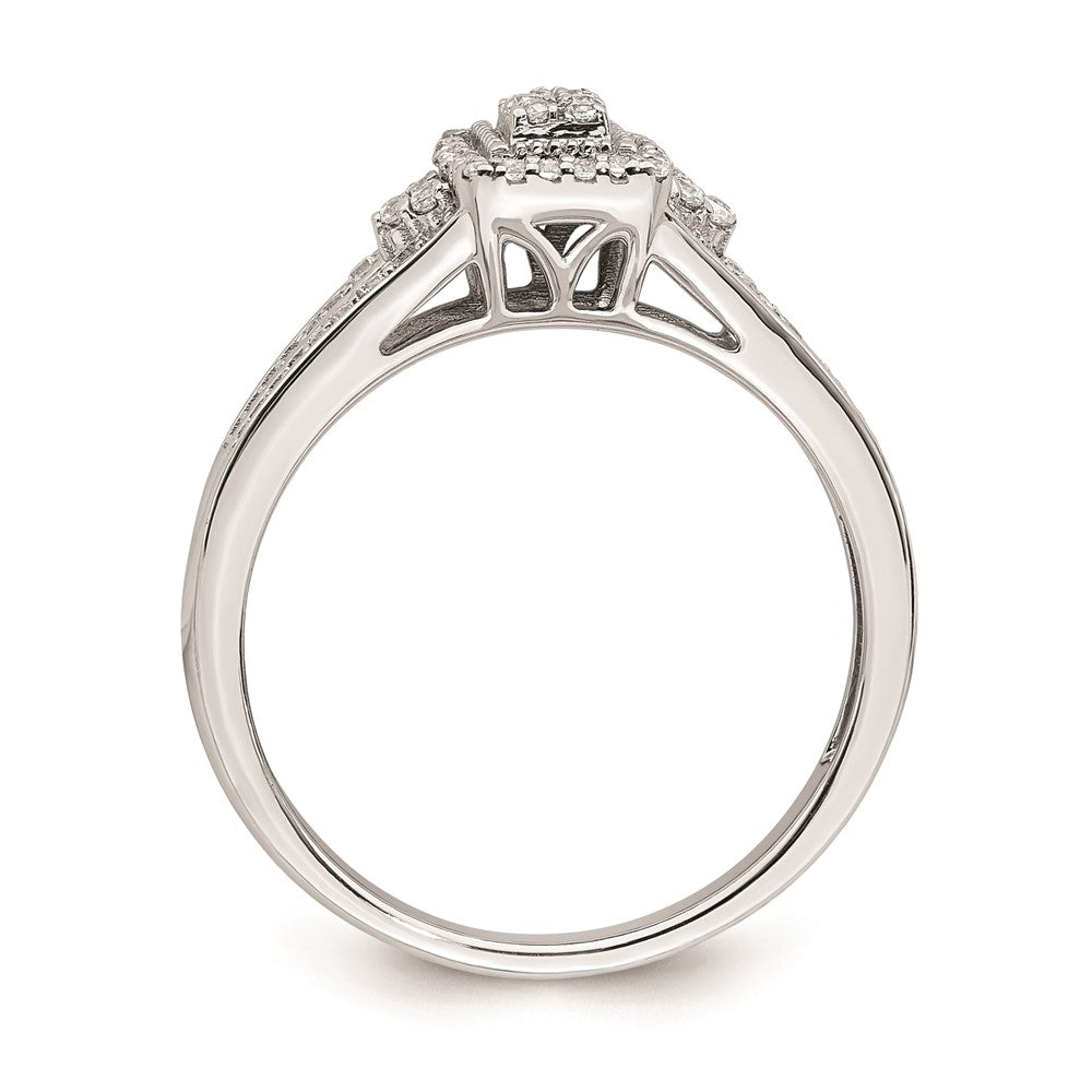 10k White Gold Rectangular Halo Cluster 1/5 carat Diamond Complete Engagement Ring