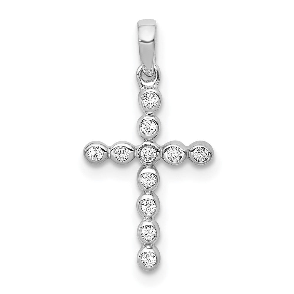 14k White Gold 1/10 carat Lab Grown Diamond VS/SI+ G+ Cross Pendant