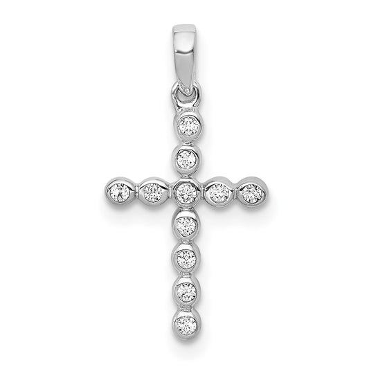14k White Gold 1/10 carat Lab Grown Diamond VS/SI+ G+ Cross Pendant
