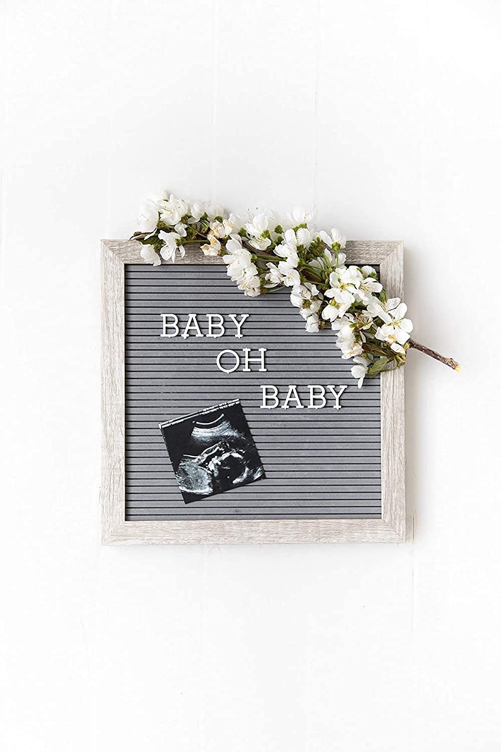 Pearhead 10" x 10" Letterboard, Rustic Nursery, Message Board, Milestone or Baby Announcement Sign, Light Gray