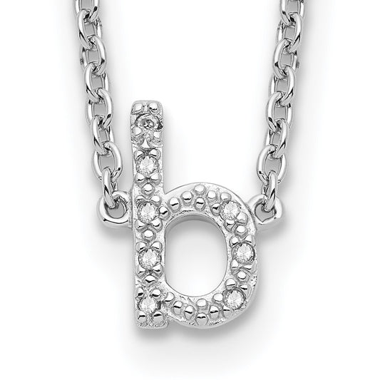 Sterling Silver Polished Diamond Initial 'b' 16 + 2 in ext Necklace