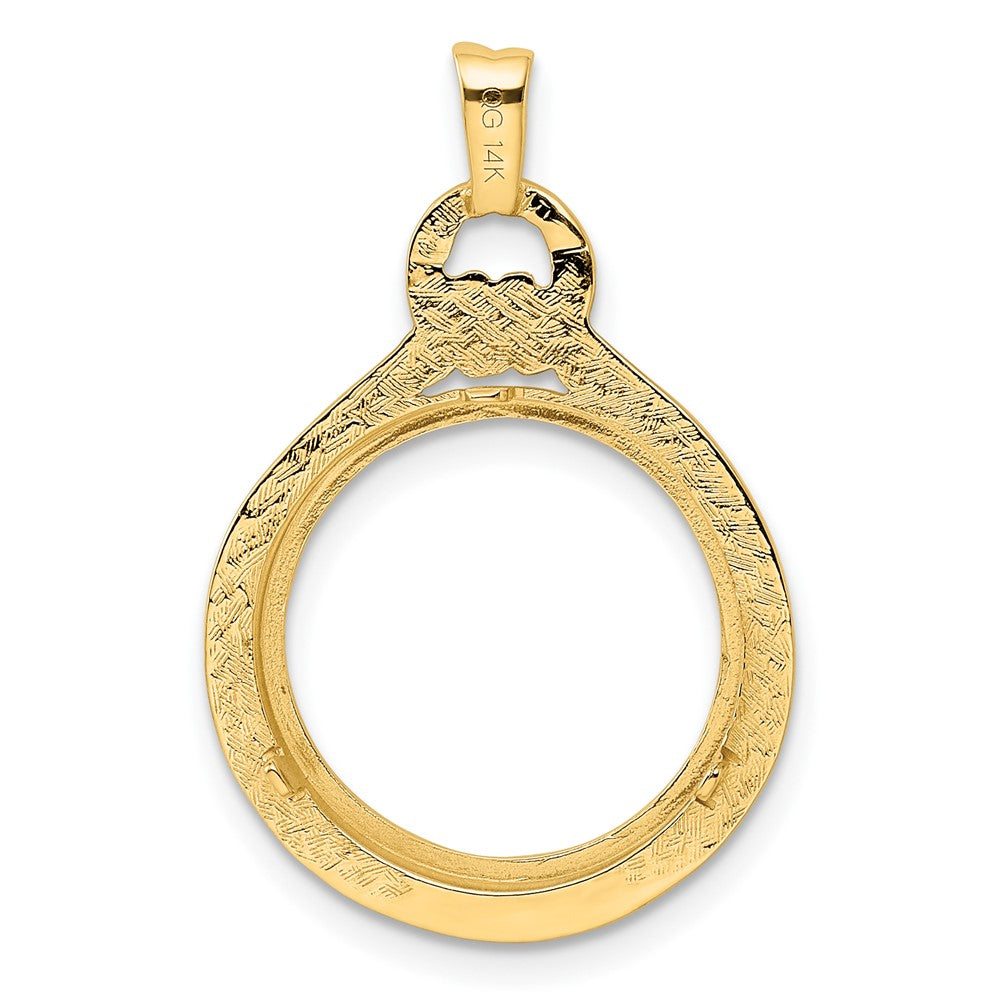 Wideband Distinguished Coin Jewelry 14k Polished Loop and Knot 16.5mm Prong Coin Bezel Pendant