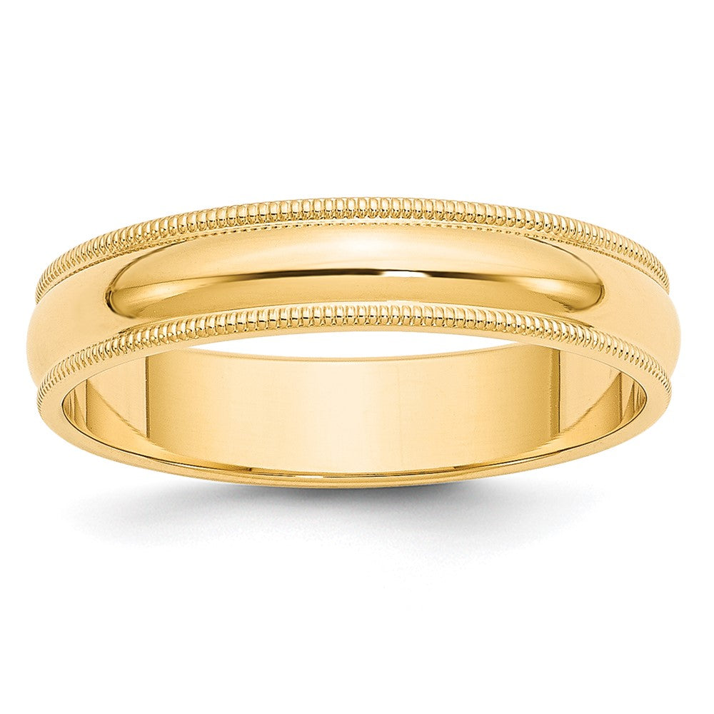 10k Yellow Gold 5mm Milgrain Half Round Wedding Band Size 7