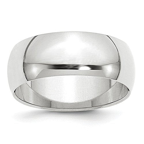 Primal Gold 10 Karat White Gold 8mm Half Round Band Size 10