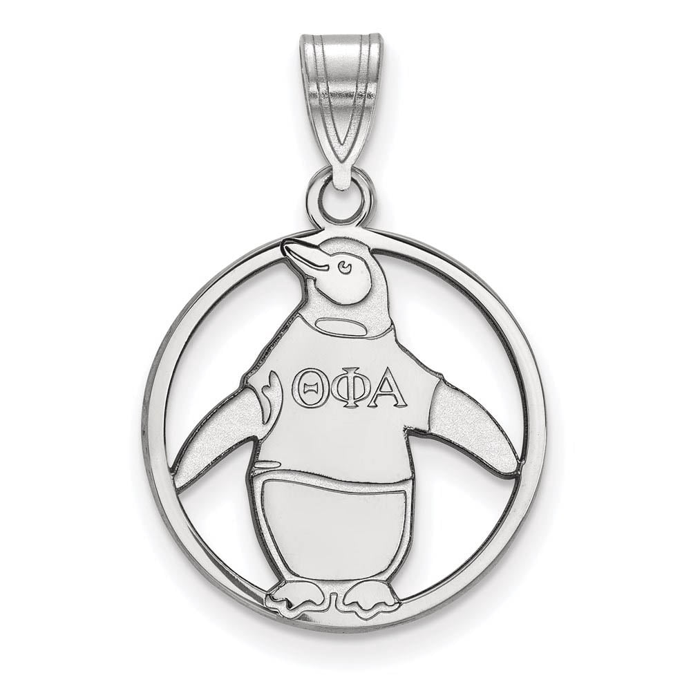 LogoArt Sterling Silver Theta Phi Alpha Small Circle Pendant Necklace