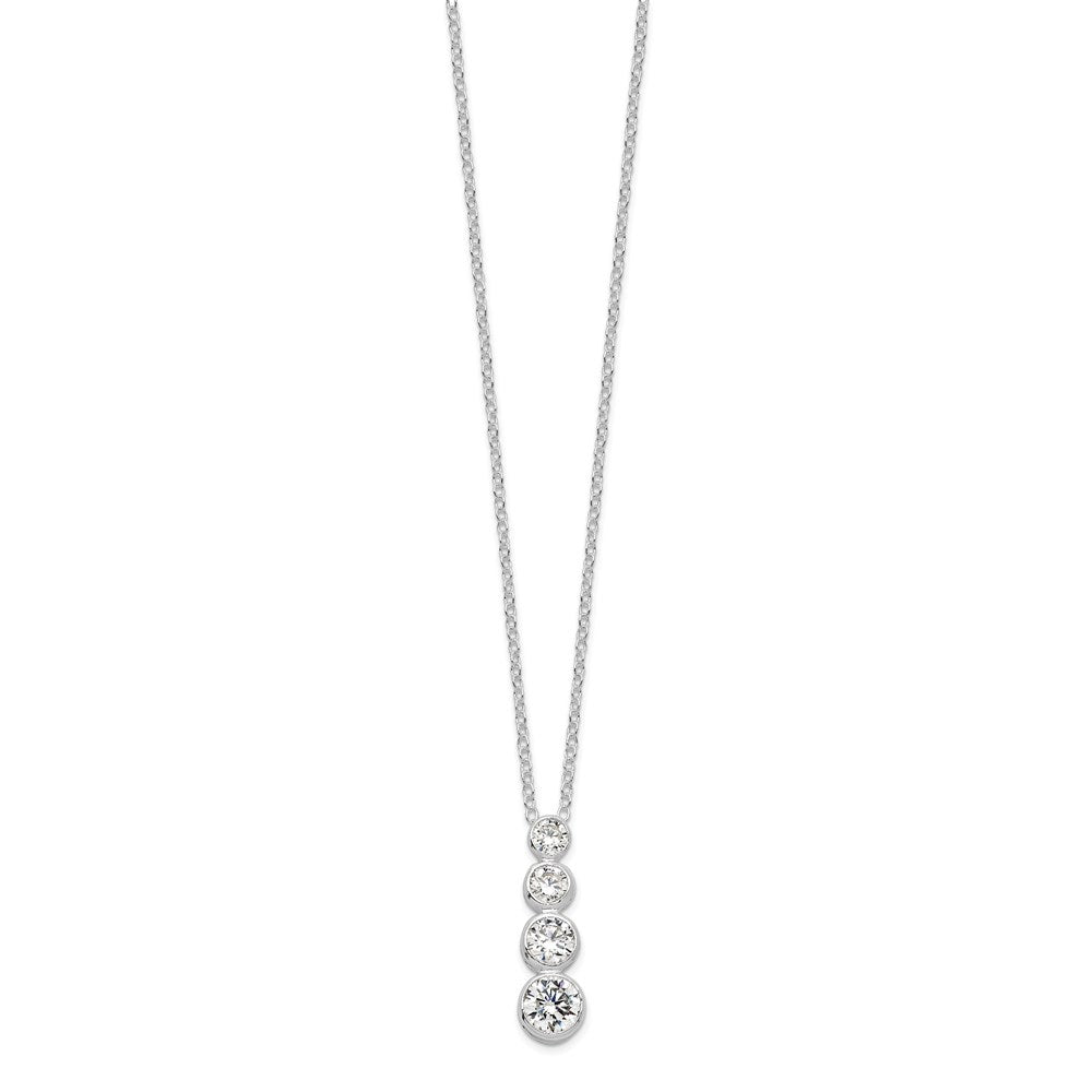 Sterling Silver Rhodium-plated CZ Journey Necklace 18 Inches