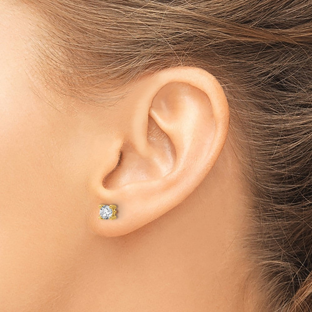 14k Yellow Gold 2/3 ctw Lab Grown Diamond VS/SI+ G+ Round 4 Prong Heavy Wt. Stud Earrings