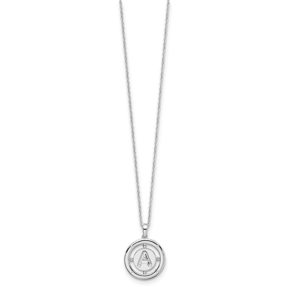 White Ice Sterling Silver Rhodium-plated 18 Inch Diamond Letter A Initial Necklace with 2 Inch Extender 18 Inches
