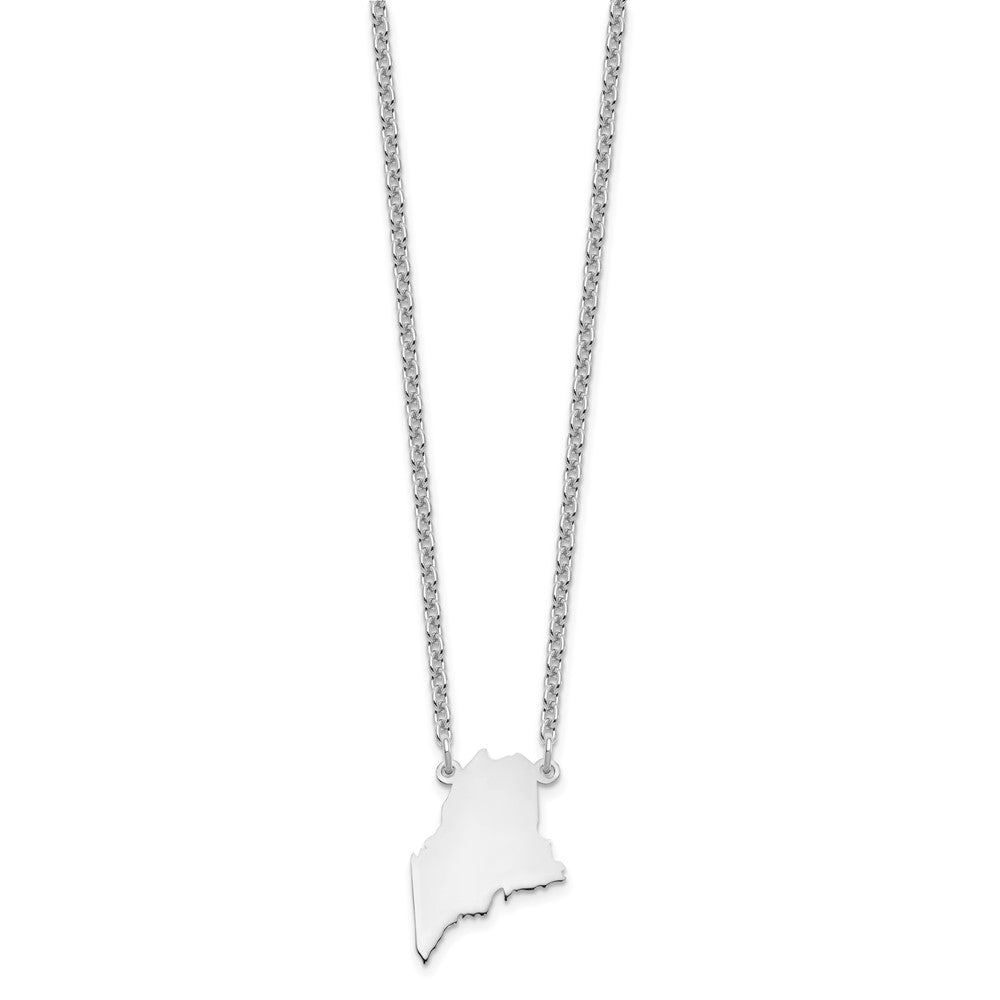 Sterling Silver/Rhodium-plated Maine State Necklace