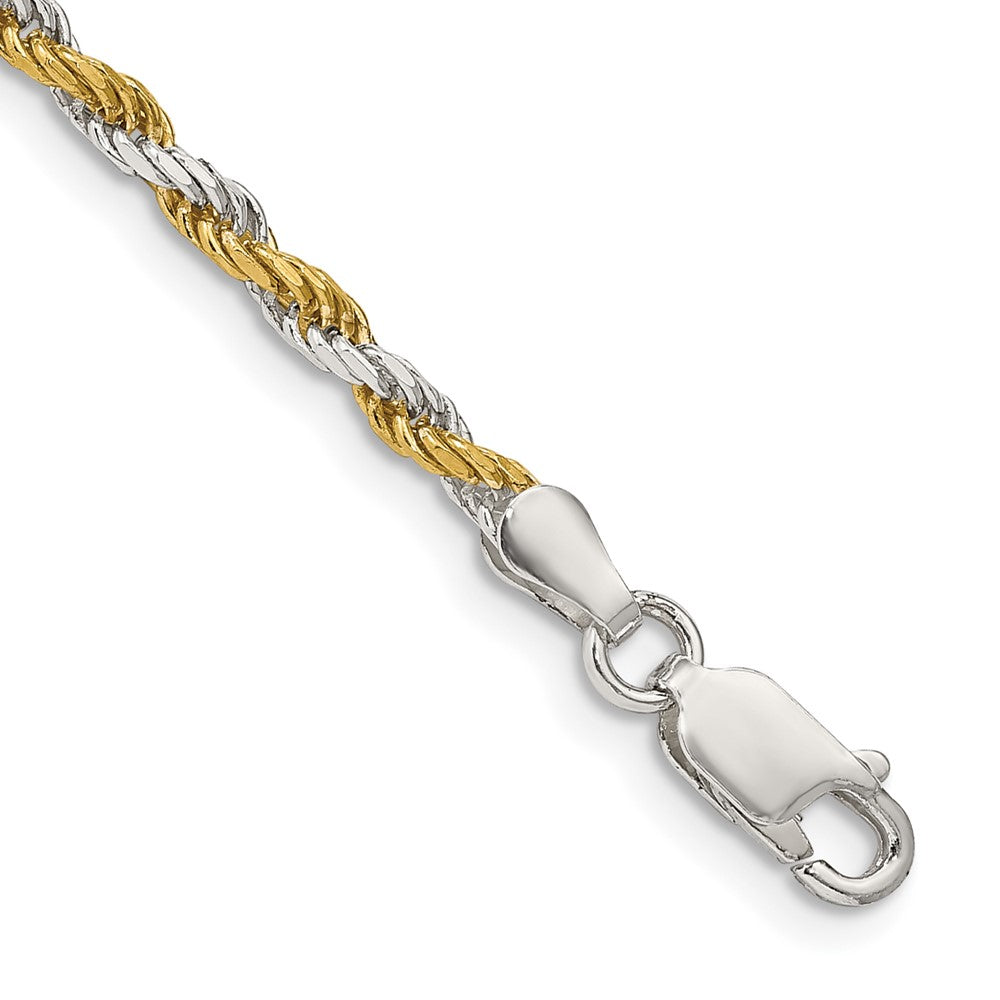 Sterling Silver And Vermeil 2.5mm Diamond-cut Rope Chain 7 inches
