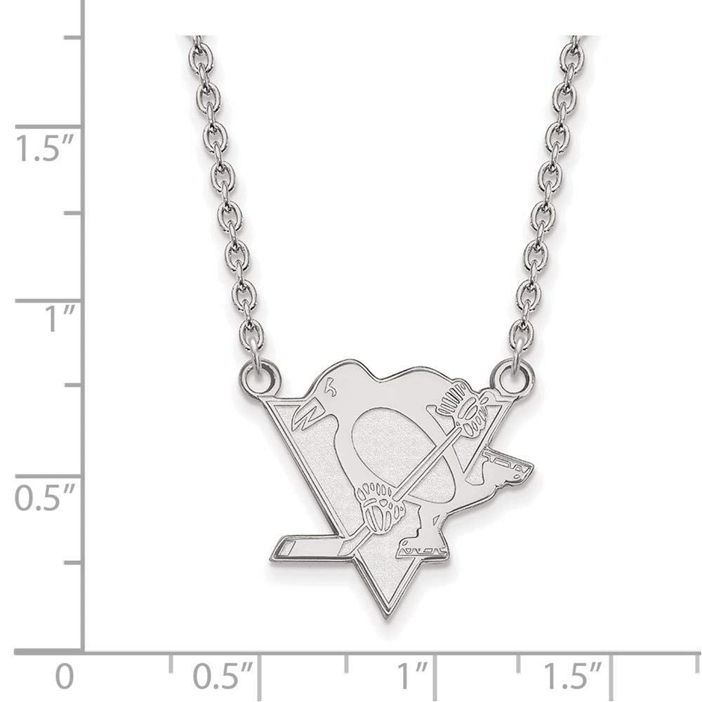 LogoArt NHL Pittsburgh Penguins Sterling Silver Large Pendant with Necklace