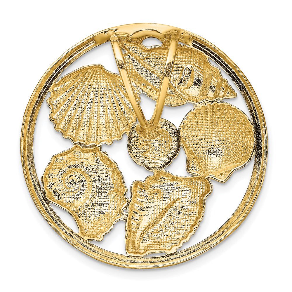 14K with White Rhodium Shell Cluster in Circle Slide