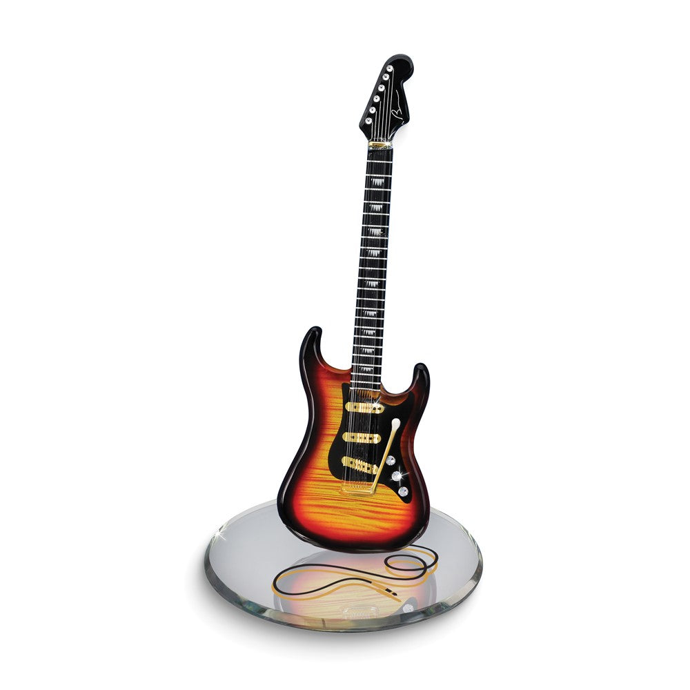 Glass Baron Orange and Black Vintage Electric Guitar Glass Figurine