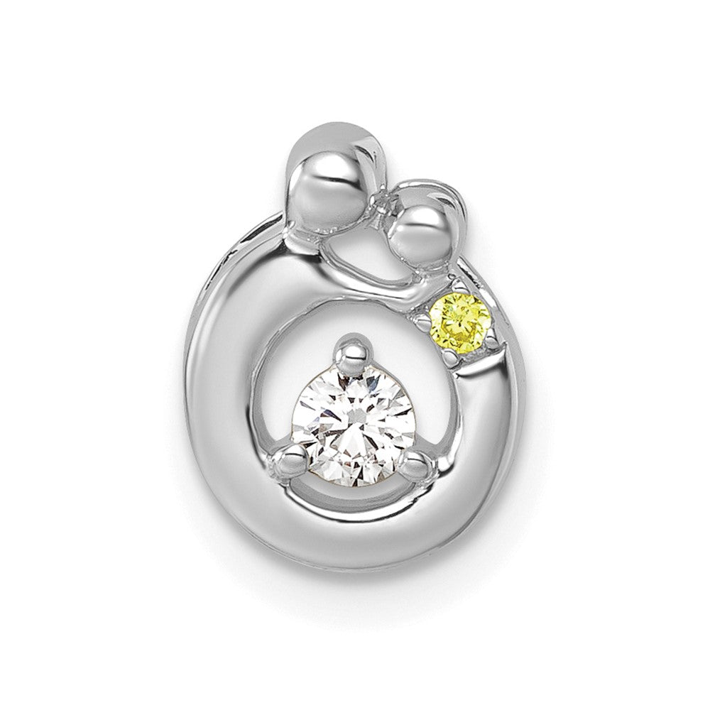 14k WG  1 Birthstone and Dia Mother/Child Chain Slide Semi-mount