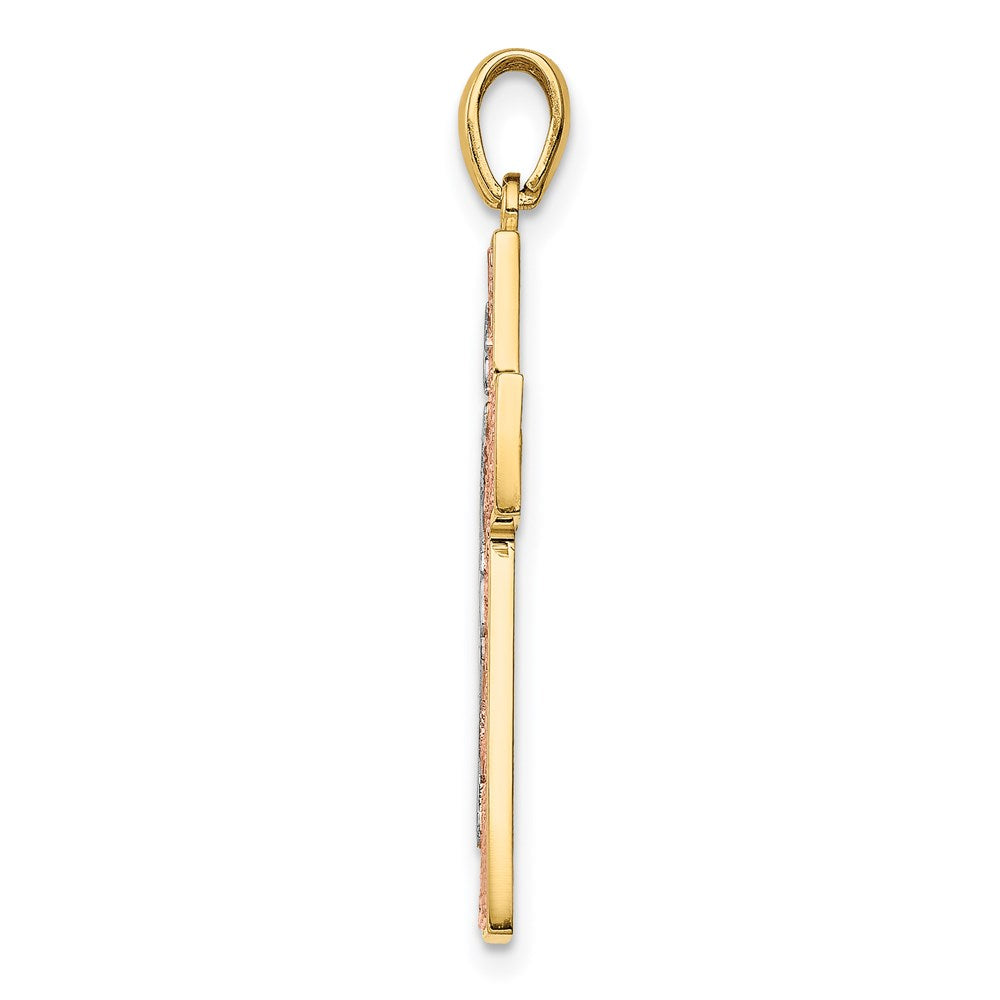 14K Two-Tone w/White Rhodium Crucifix Pendant