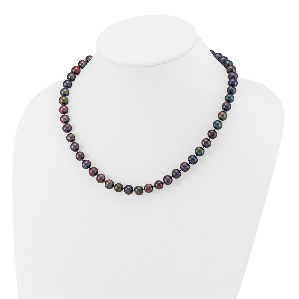 14k 8-9mm Black Near-Round Freshwater Cultured Pearl 18 inch Necklace
