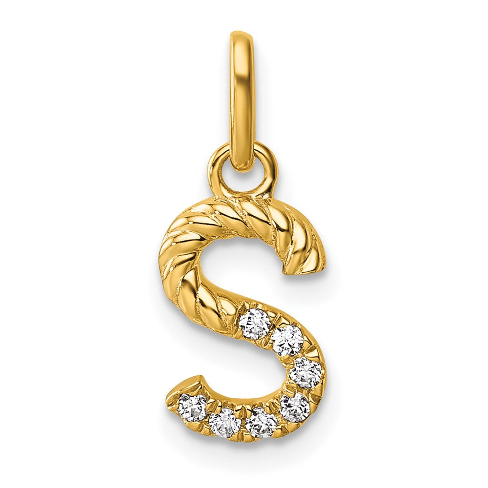 14k Twisted .07 ct. Diamond Initial S Charm