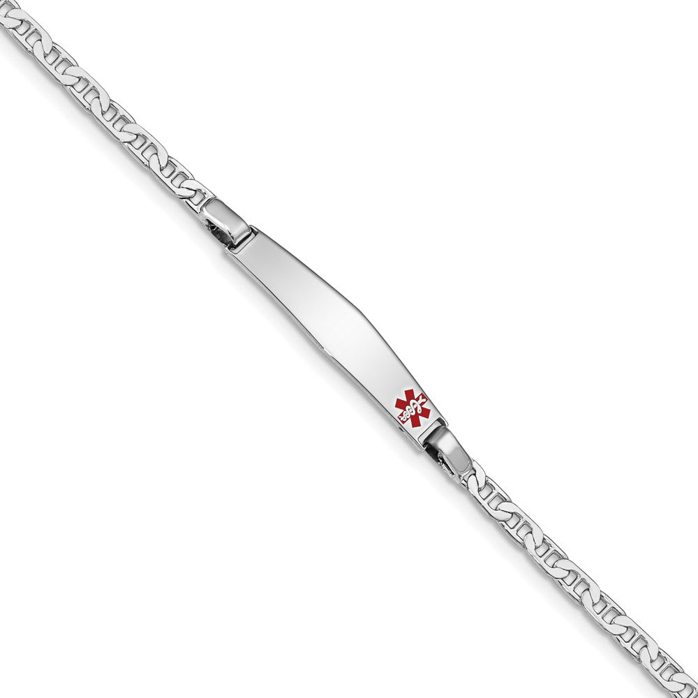 Sterling Silver Rhodium-plated Medical ID Anchor Link Bracelet 7 inches