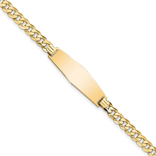 14k Soft Diamond Shape Flat Curb Link ID Bracelet 8  inches