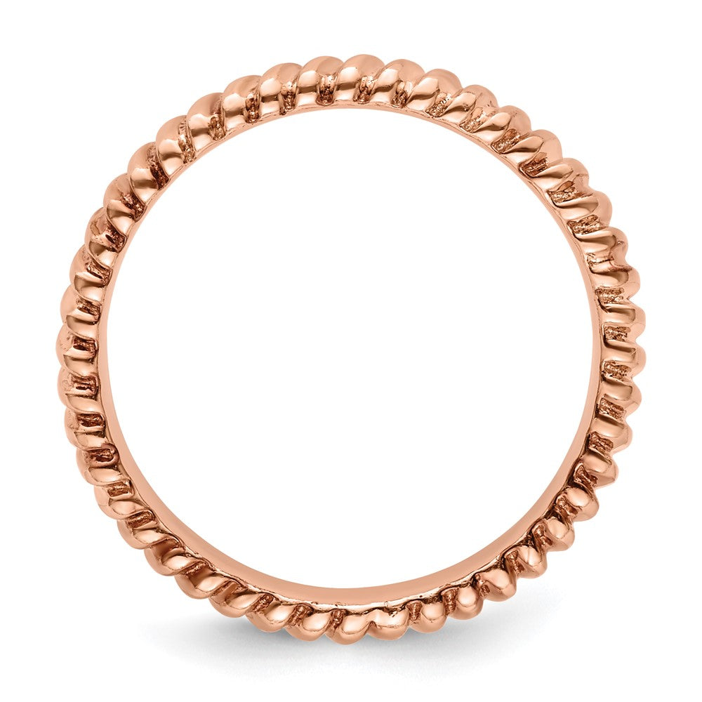 Sterling Silver Stackable Expressions Pink-plated Ring Size -7