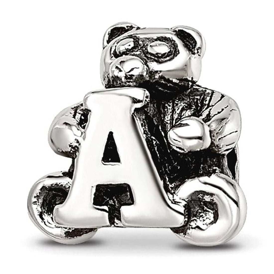925 Sterling Silver Artisan Oxidized Reflections Letter Name Personalized Monogram Initial A Bead Charm 7.27x7.27mm Wide