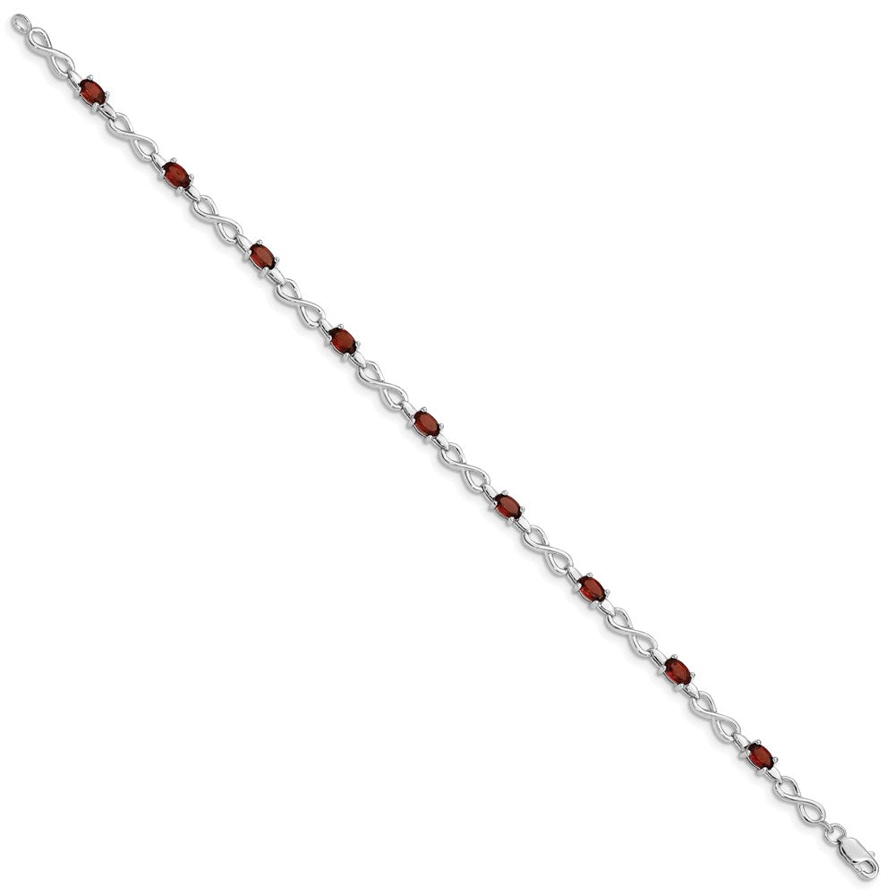 Sterling Silver Rhodium-plated Garnet Bracelet 7 inches