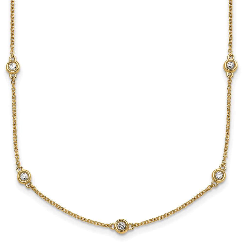 14k Complete 1/2 carat Bezel-set Diamond and Cable Chain 15-Station 18 inch Necklace