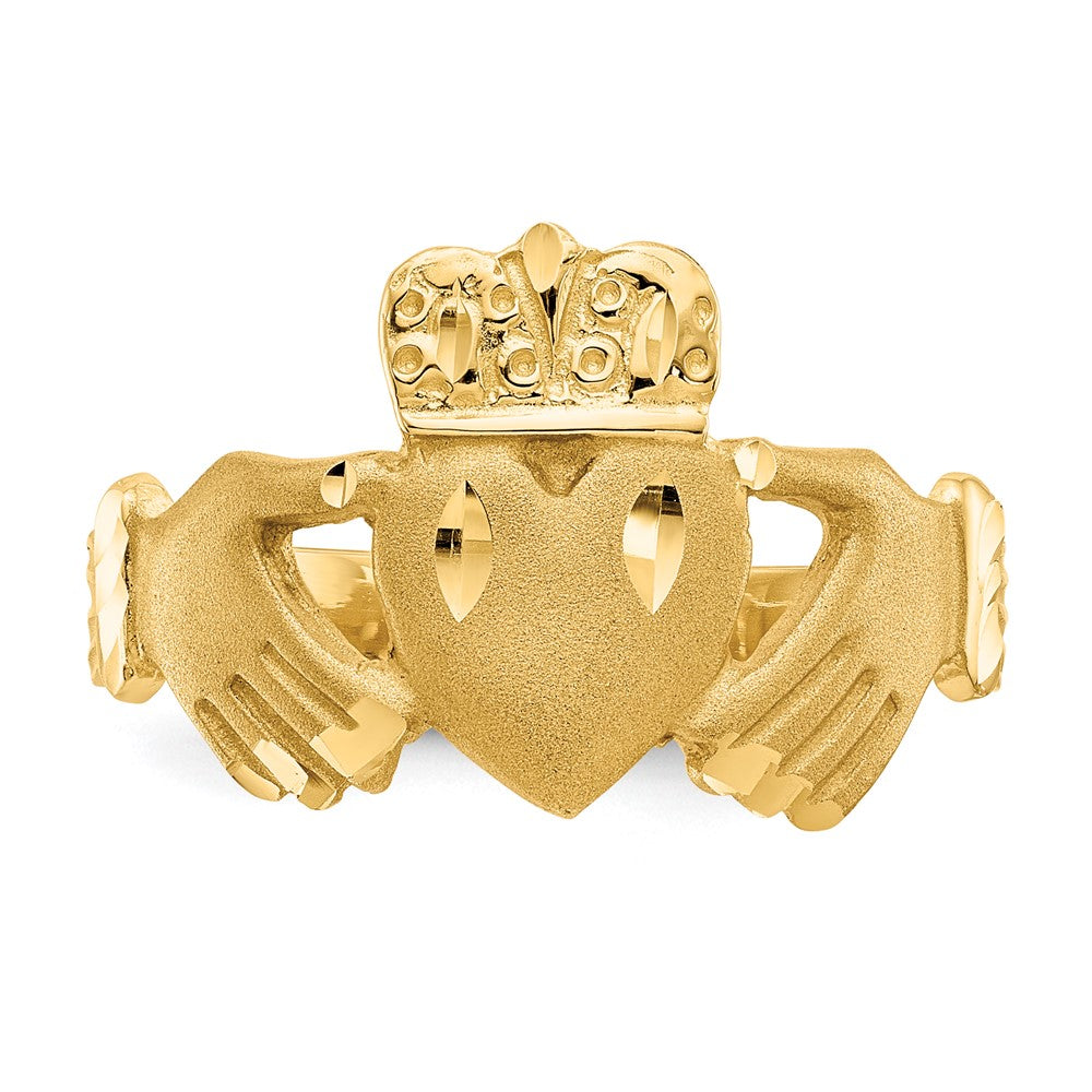 14K Diamond-cut Claddagh Ring Size 10