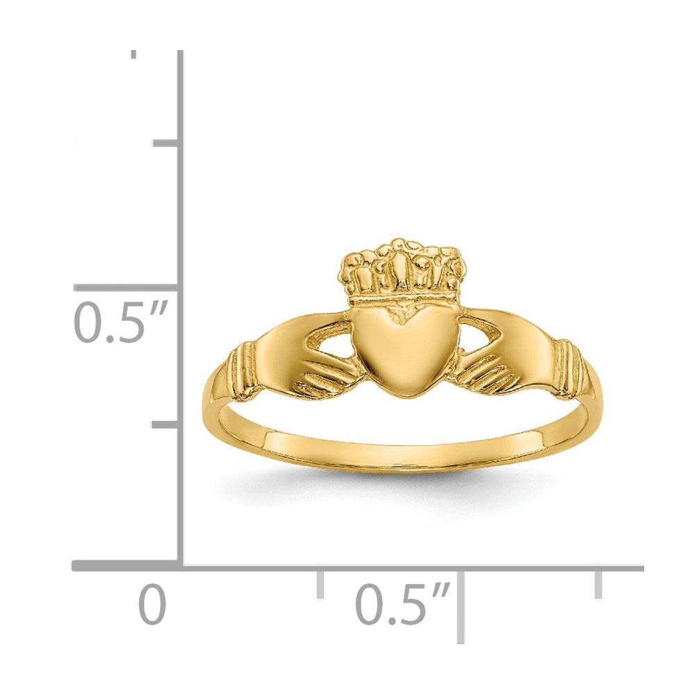 14k Polished Ladies Claddagh Ring Size 6