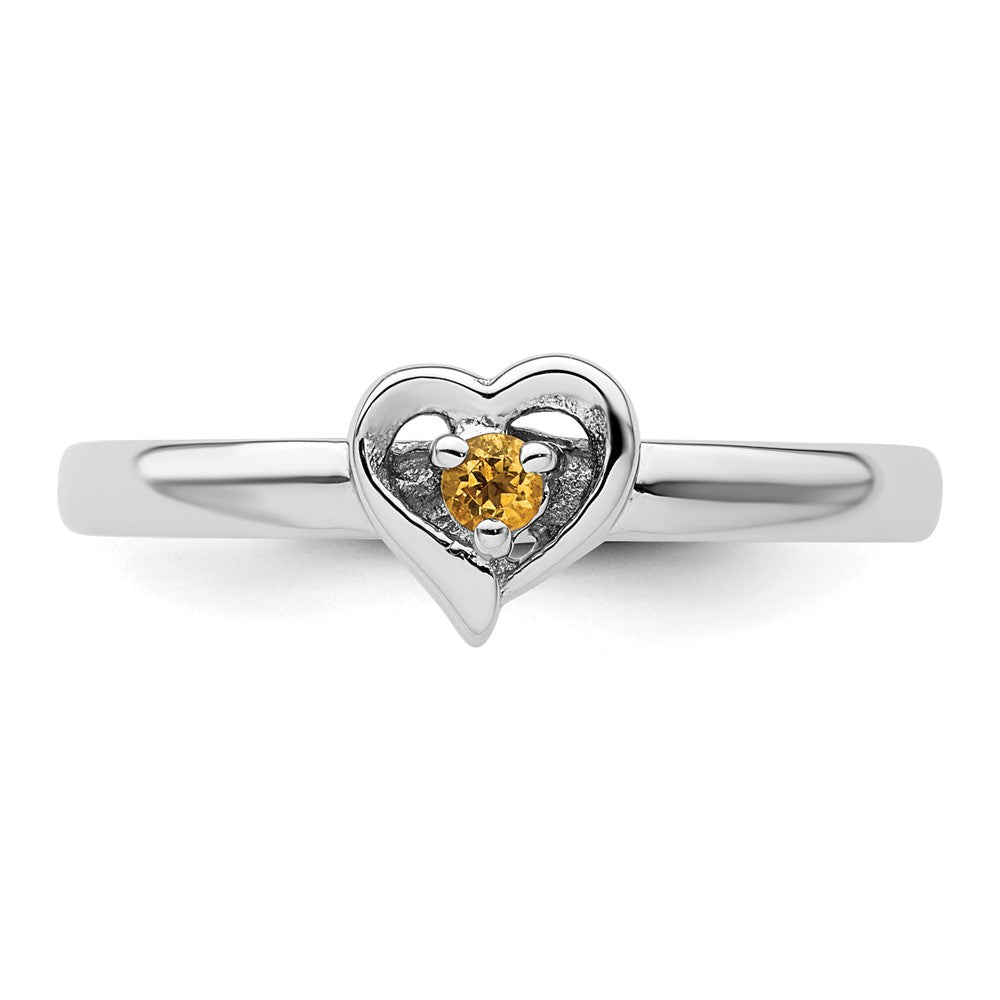 Sterling Silver Stackable Expressions Citrine Heart Ring Size -5