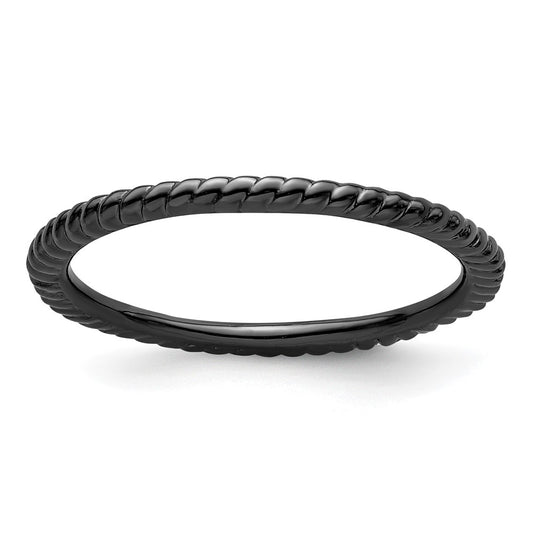 Sterling Silver Stackable Expressions Black-plated Twisted Ring Size -10