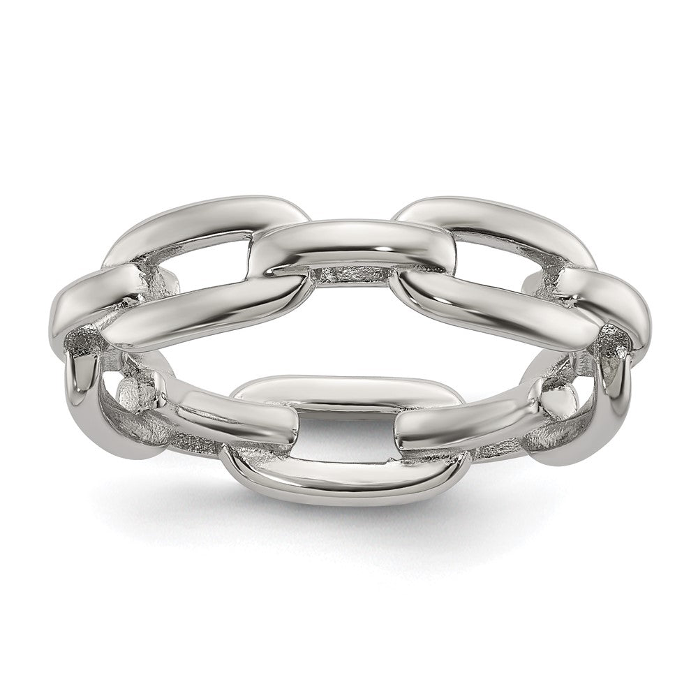 Chisel Stainless Steel Polished 6mm Chain Link Design Ring Size - 6
