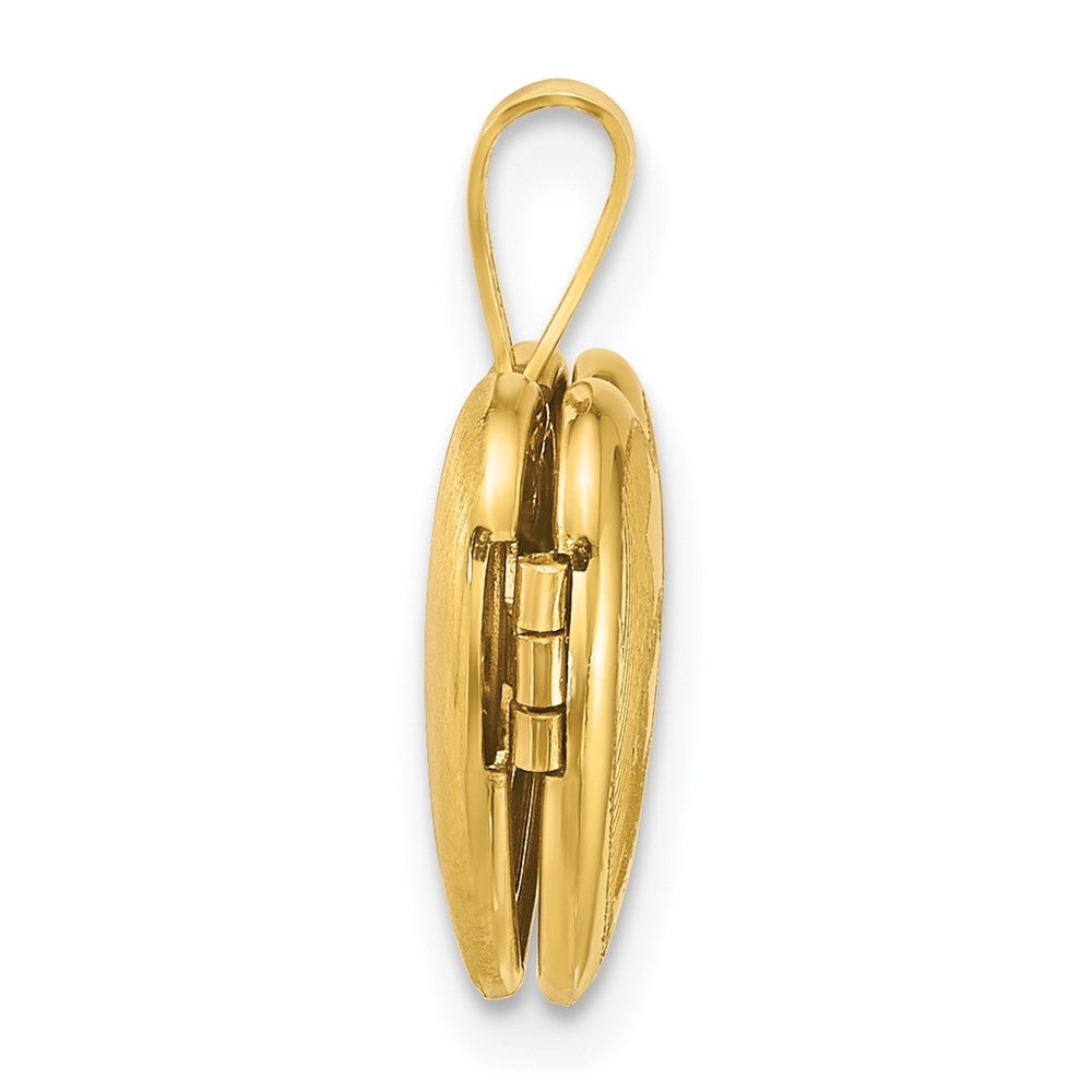 Sterling Silver Gold-plated Polished Front/Brushed Back Stars 12mm Heart Locket