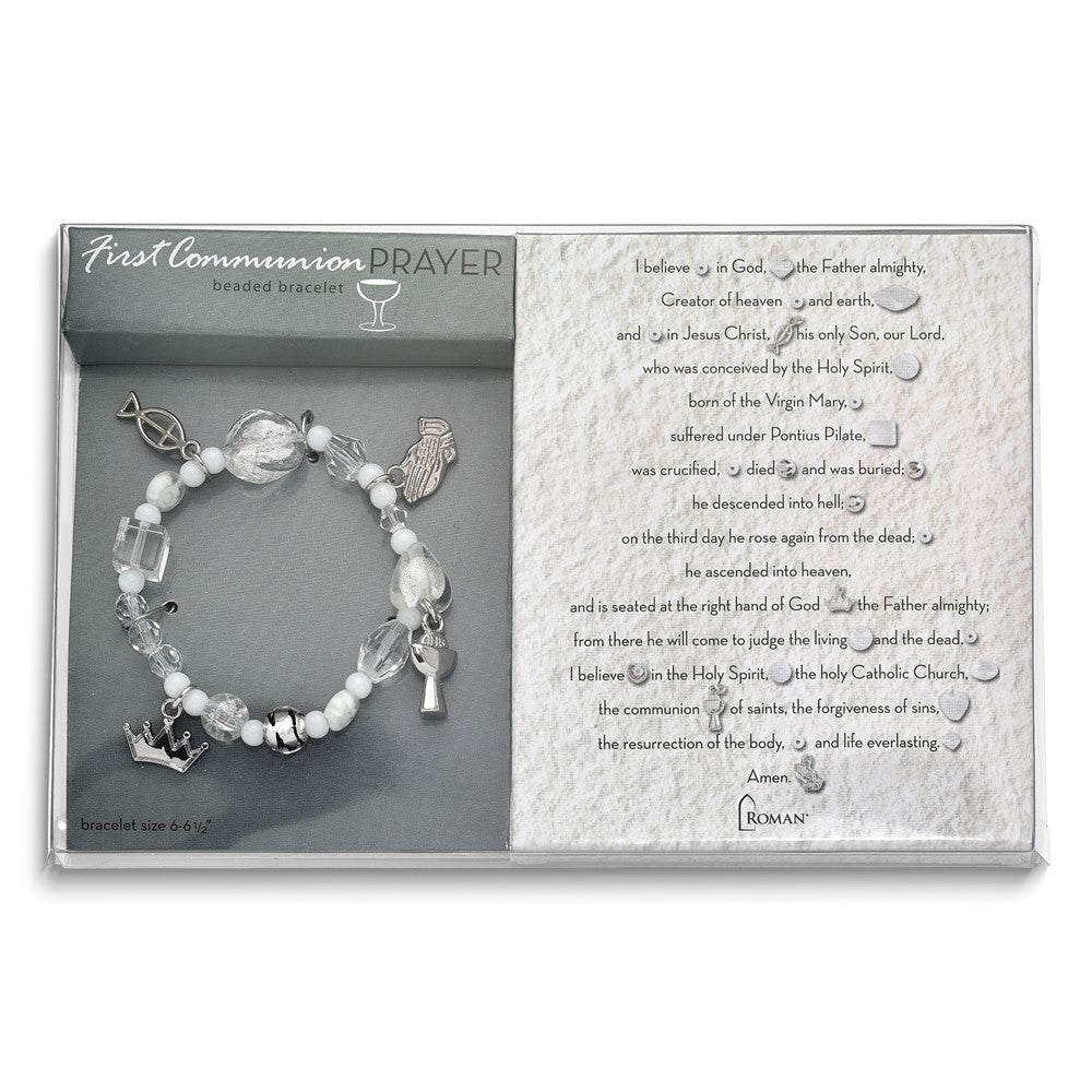 Silver-tone Stories of Faith Communion Story Stretch Bracelet