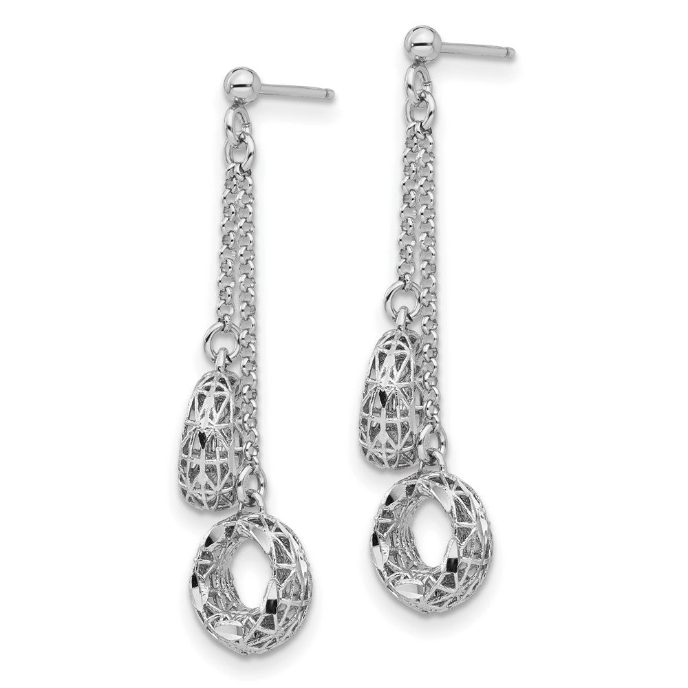 Sterling Silver Polished D/C Circle Dangle Earrings