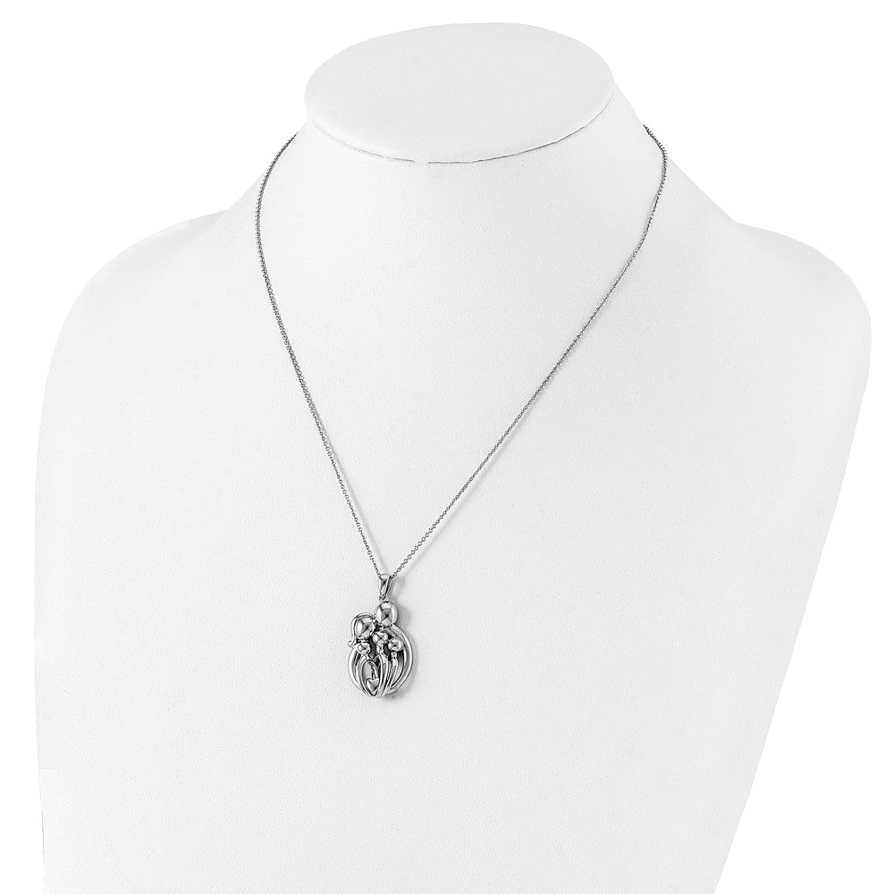 Sentimental Expressions Sterling Silver Rhodium-plated Family of 5 Gathering 18in. Necklace