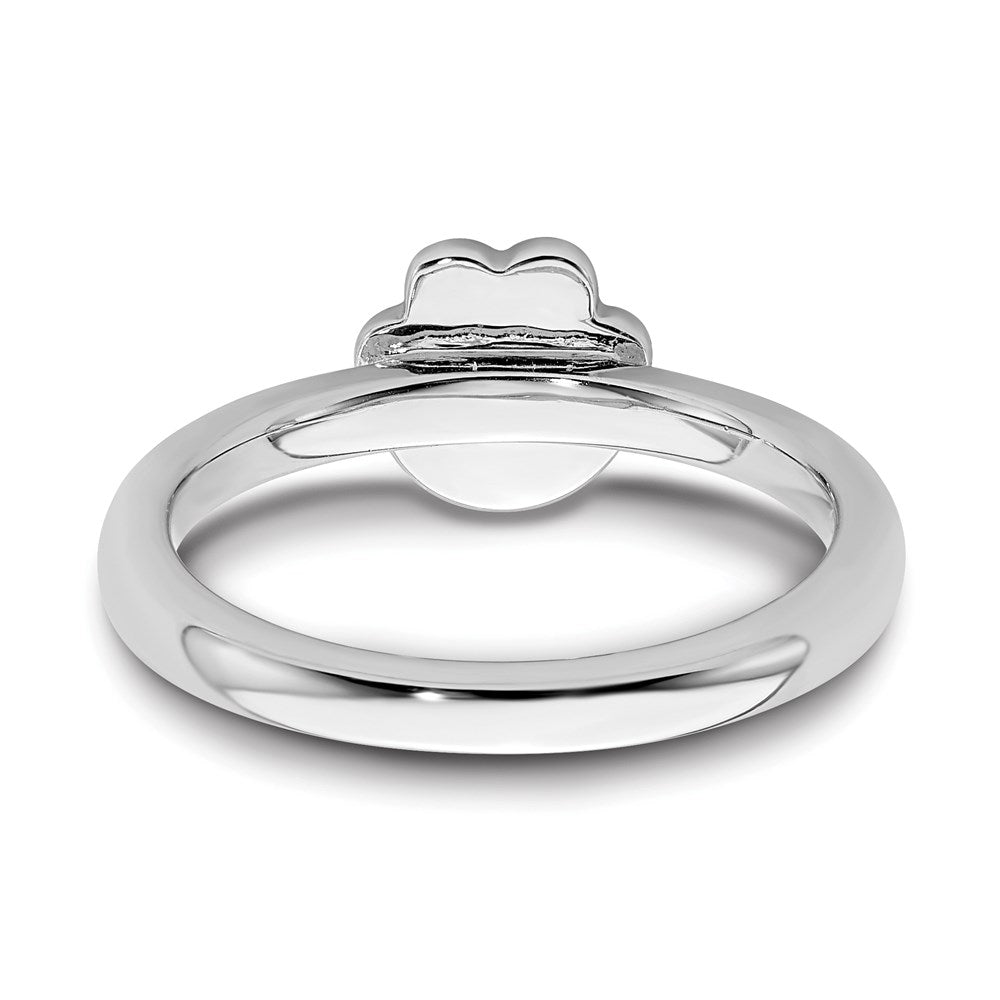 Sterling Silver Stackable Expressions Black Enamel Pawprint Ring Size -9