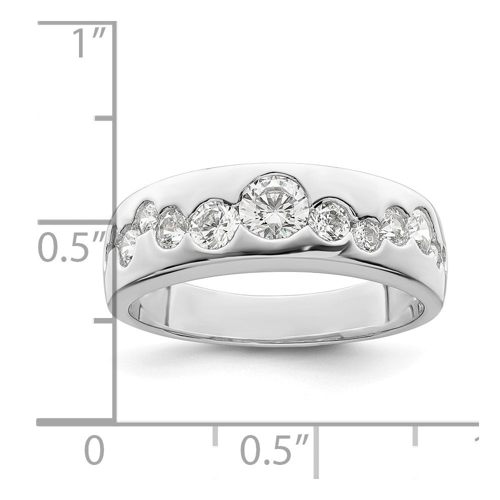 Sterling Silver Rhodium-plated CZ Cluster Ring