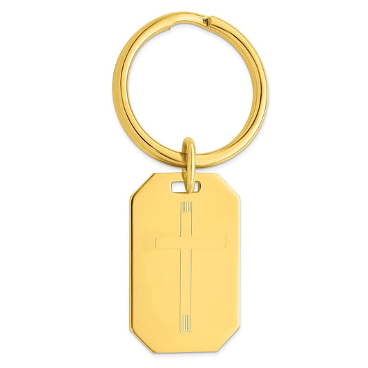 Gold-plated Kelly Waters Cross Engraveable Key Ring QKW674