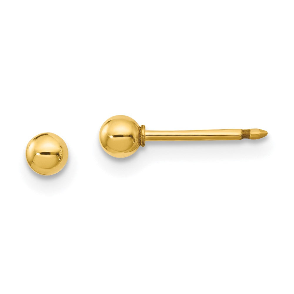 Inverness 14K Gold Polished 3mm Ball Short Post Piercing Earrings