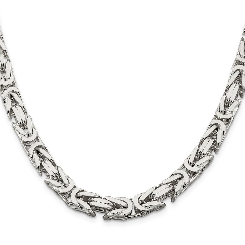 Sterling Silver 8.25mm Byzantine Chain 22 Inches
