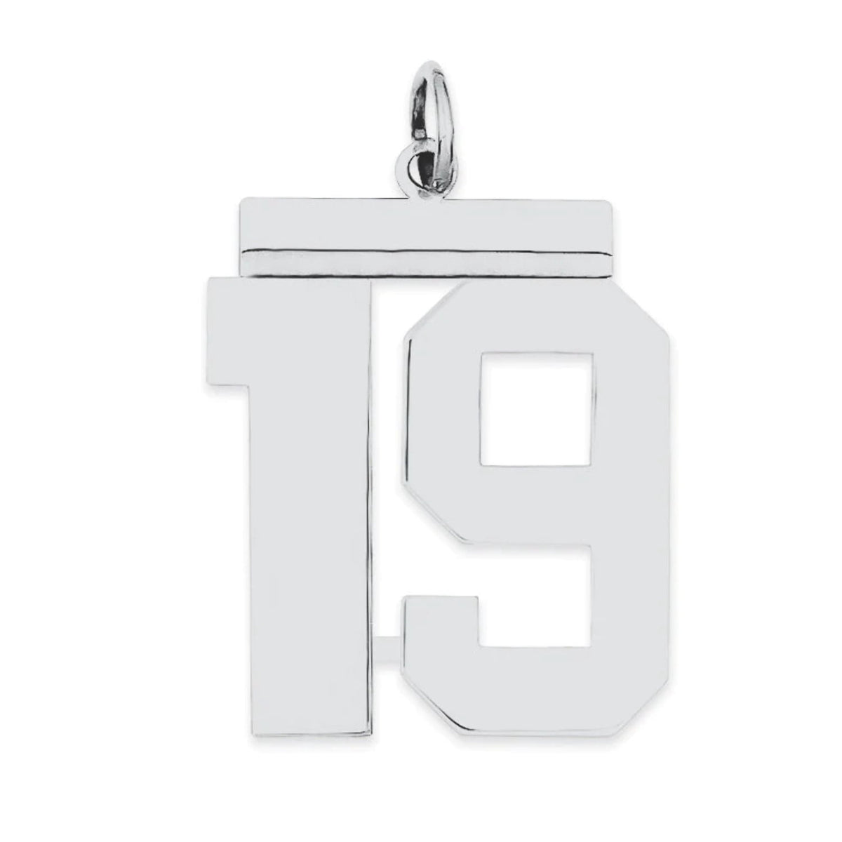 Sterling Silver/Rhodium-plated Polished Number 19 Charm Q-QPL19