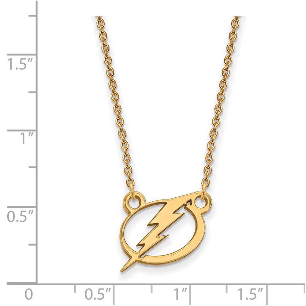 Sterling Silver Gold Plated NHL LogoArt Tampa Bay Lightning Small Necklace