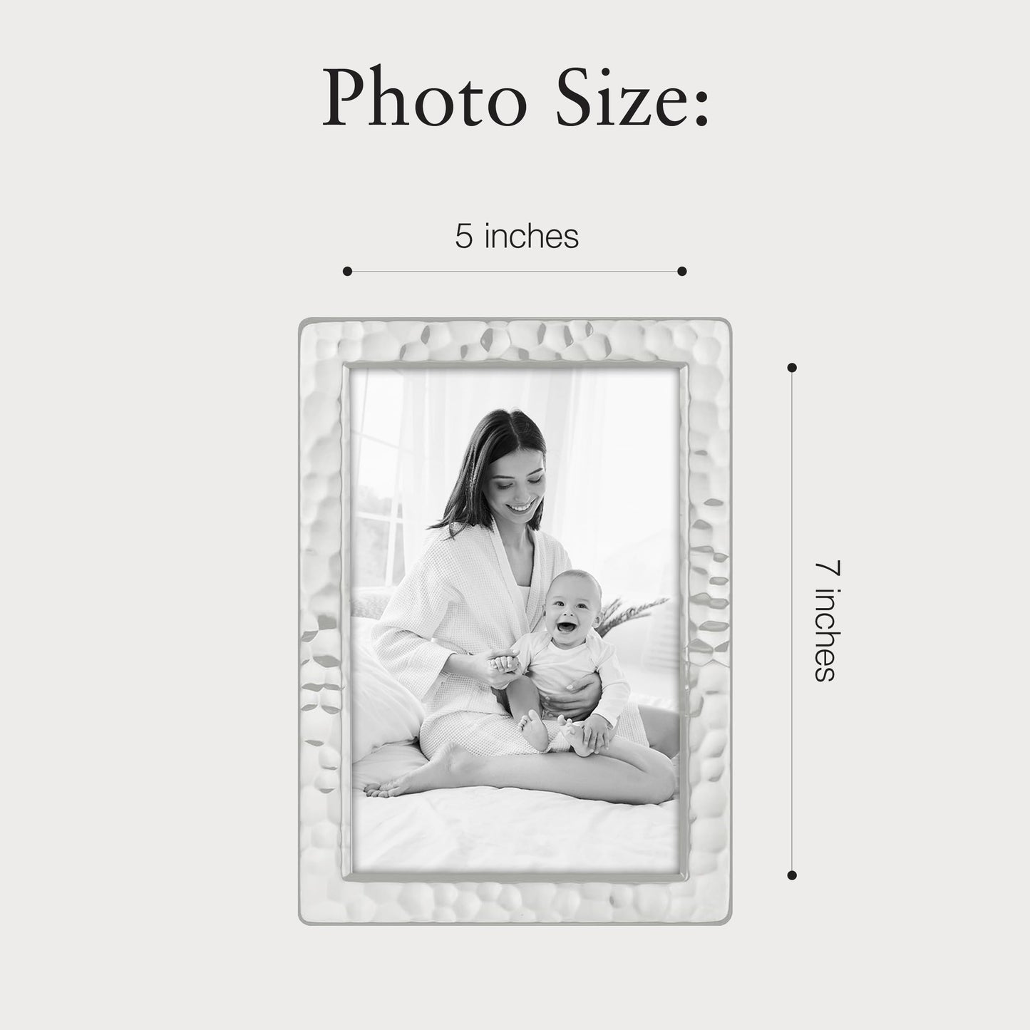 Siena 5-Inch x 7-Inch Narrow Hammered Silver-Plated Picture Frame