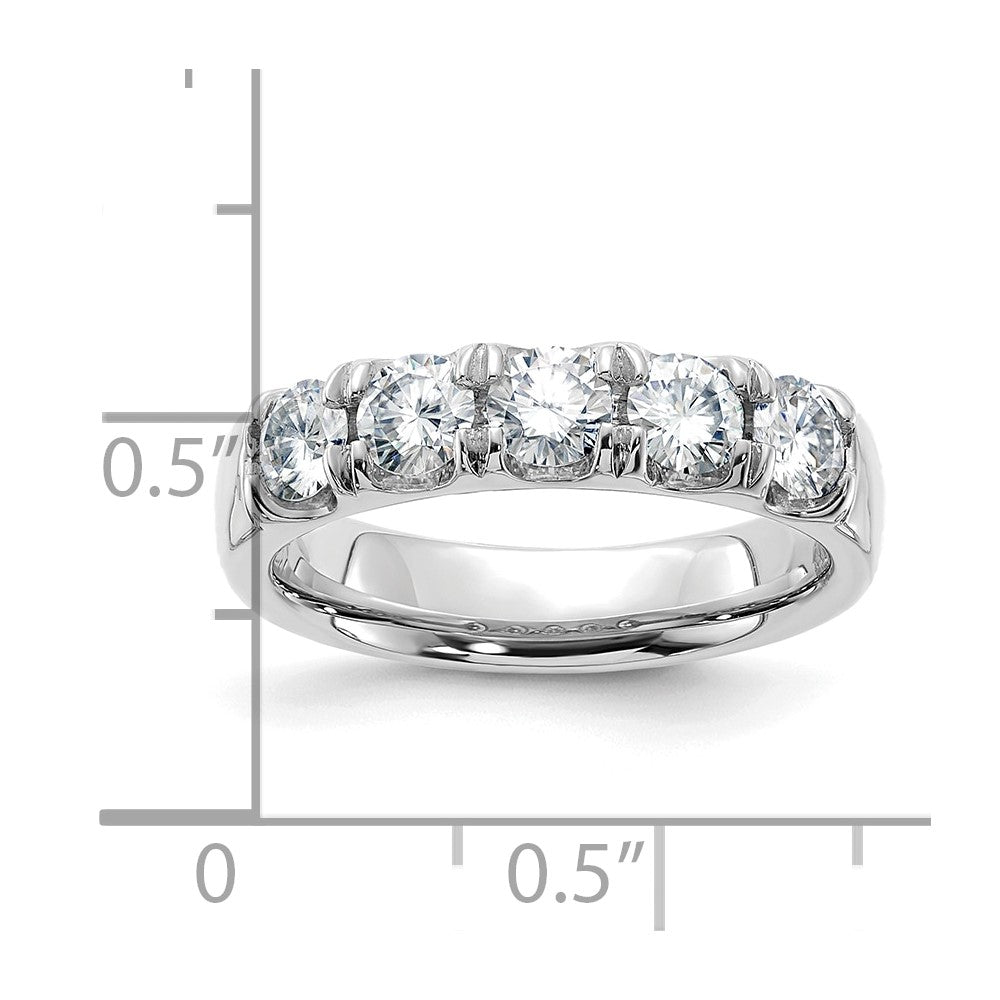14kw 1ct. 5 Stone D E F Pure Light Moissanite Band