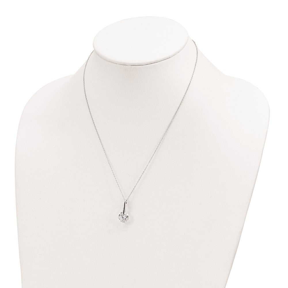 Sterling Silver Rhodium-plated Polished CZ Fancy 16in Plus 2in ext Necklace 16 Inches
