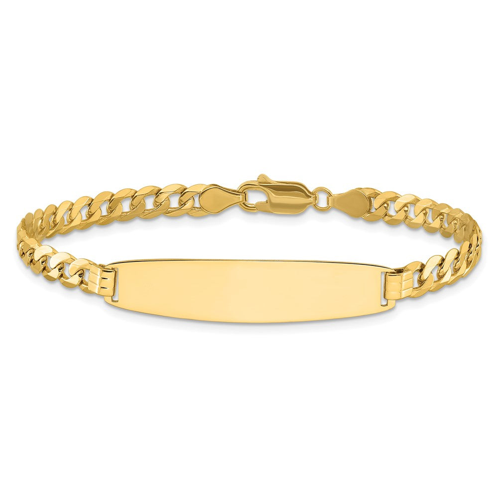 14k Polished Solid Chain/Solid Plate Curb Link Rounded 35x8.5mm Plate 8 inch ID Bracelet