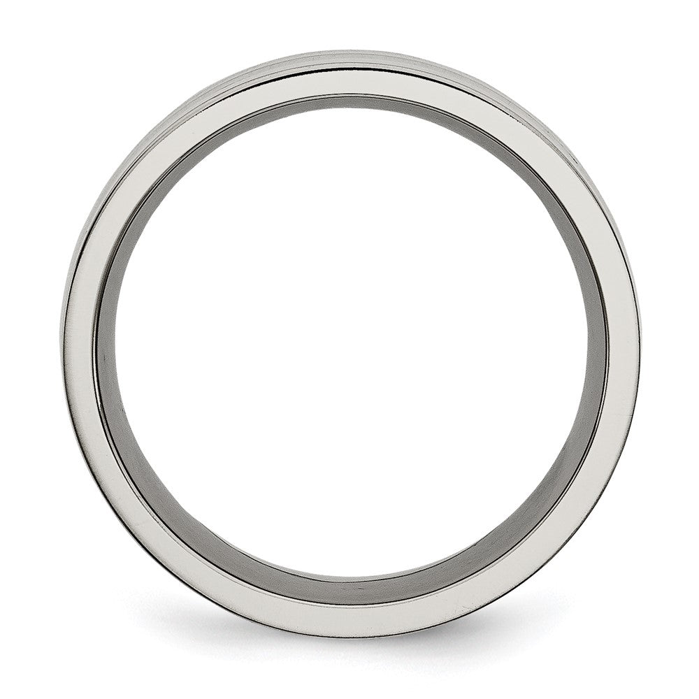 Titanium Polished w/Black Carbon Fiber Inlay Flat 8mm Band Size - 6.5
