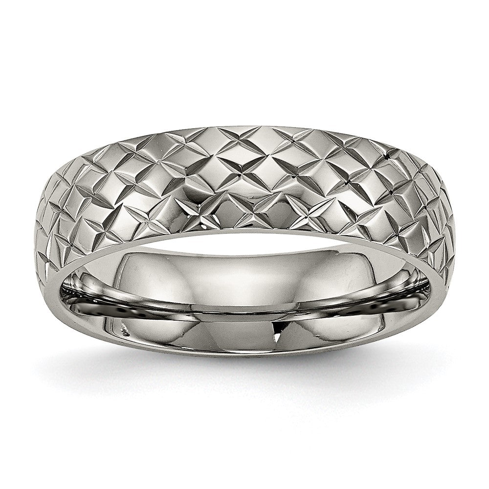 Titanium Polished and Textured 6mm Band Size - 9