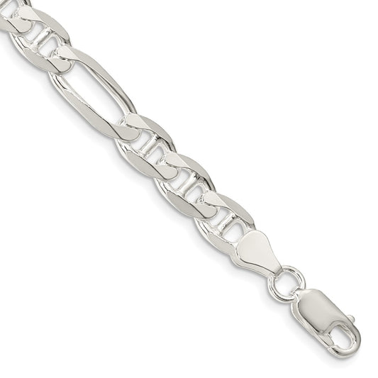 Sterling Silver 7.5mm Figaro Anchor Chain 9 inches